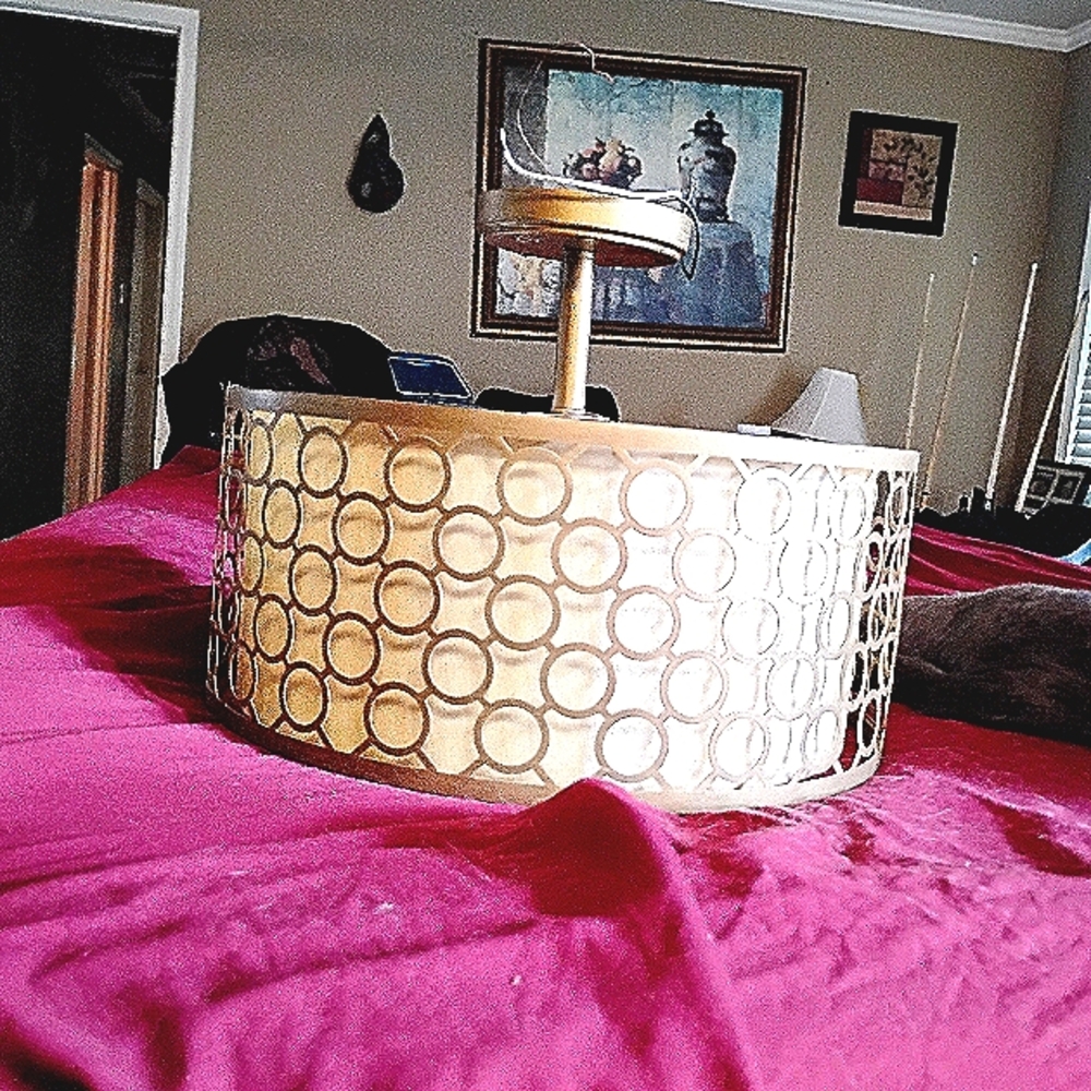 Gold Circular Patterned Light Fixture from The Late 60s